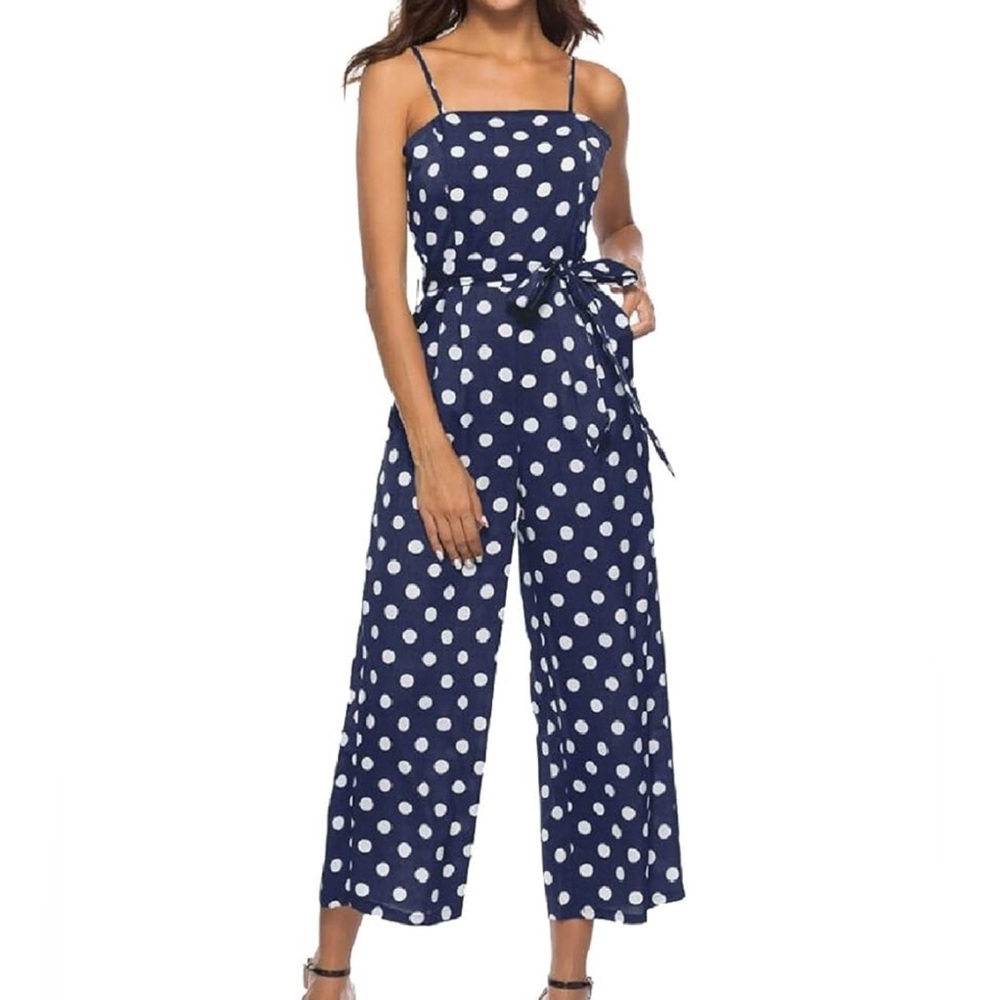 Navy Polka Dot Jumpsuit